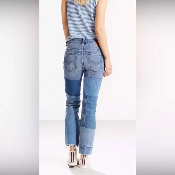 Levi’s 517 Patchwork Cropped Bootcut Jeans High Rise | Size W24 - Picture 3 of 16